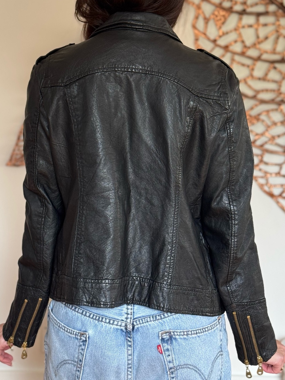 Doma Black Vintage Leather Moto Jacket - Picture 3 of 7